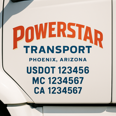 Custom Designed USDOT (DOT) Truck Door Lettering Decal Signs | Graphic Designed USDOT Lettering For Semi-Trucks, Work Trucks & Box Trucks | Add Your Trucking Name, USDOT, MC, CA, KYU, GVW & VIN (2-Pack)
