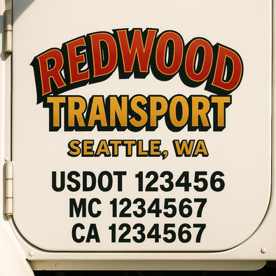 Custom Designed USDOT (DOT) Truck Door Lettering Decal Signs | Graphic Designed USDOT Lettering For Semi-Trucks, Work Trucks & Box Trucks | Add Your Trucking Name, USDOT, MC, CA, KYU, GVW & VIN (2-Pack)