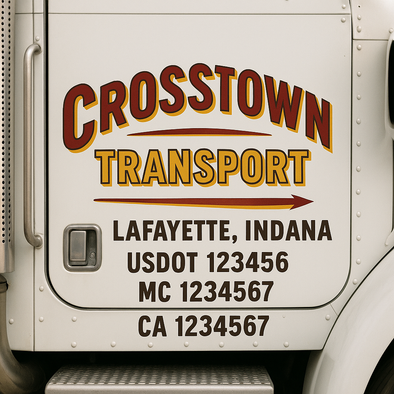 Custom Designed USDOT (DOT) Truck Door Lettering Decal Signs | Graphic Designed USDOT Lettering For Semi-Trucks, Work Trucks & Box Trucks | Add Your Trucking Name, USDOT, MC, CA, KYU, GVW & VIN (2-Pack)