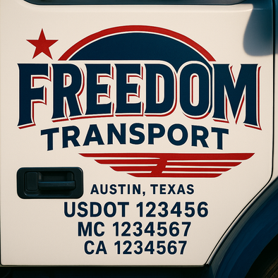 Custom Designed USDOT (DOT) Truck Door Lettering Decal Signs | Graphic Designed USDOT Lettering For Semi-Trucks, Work Trucks & Box Trucks | Add Your Trucking Name, USDOT, MC, CA, KYU, GVW & VIN (2-Pack)