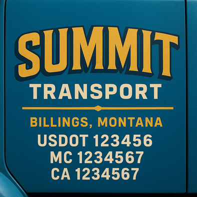Custom Designed USDOT (DOT) Truck Door Lettering Decal Signs | Graphic Designed USDOT Lettering For Semi-Trucks, Work Trucks & Box Trucks | Add Your Trucking Name, USDOT, MC, CA, KYU, GVW & VIN (2-Pack)
