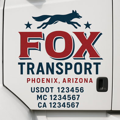 Custom Designed USDOT (DOT) Truck Door Lettering Decal Signs | Graphic Designed USDOT Lettering For Semi-Trucks, Work Trucks & Box Trucks | Add Your Trucking Name, USDOT, MC, CA, KYU, GVW & VIN (2-Pack)