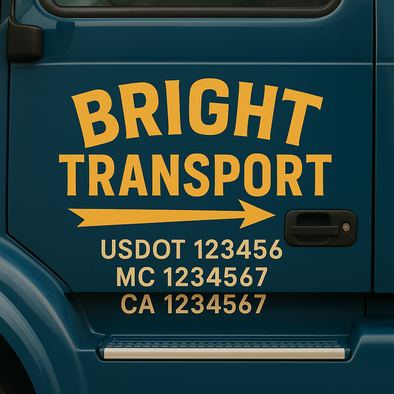 Custom Designed USDOT (DOT) Truck Door Lettering Decal Signs | Graphic Designed USDOT Lettering For Semi-Trucks, Work Trucks & Box Trucks | Add Your Trucking Name, USDOT, MC, CA, KYU, GVW & VIN (2-Pack)