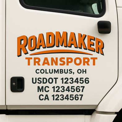 Custom Designed USDOT (DOT) Truck Door Lettering Decal Signs | Graphic Designed USDOT Lettering For Semi-Trucks, Work Trucks & Box Trucks | Add Your Trucking Name, USDOT, MC, CA, KYU, GVW & VIN (2-Pack)