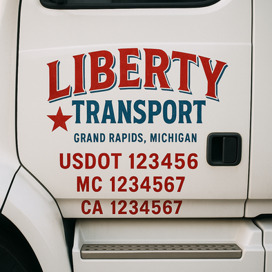 Custom Designed USDOT (DOT) Truck Door Lettering Decal Signs | Graphic Designed USDOT Lettering For Semi-Trucks, Work Trucks & Box Trucks | Add Your Trucking Name, USDOT, MC, CA, KYU, GVW & VIN (2-Pack)