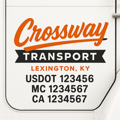 Custom Designed USDOT (DOT) Truck Door Lettering Decal Signs | Graphic Designed USDOT Lettering For Semi-Trucks, Work Trucks & Box Trucks | Add Your Trucking Name, USDOT, MC, CA, KYU, GVW & VIN (2-Pack)