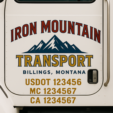 Custom Designed USDOT (DOT) Truck Door Lettering Decal Signs | Graphic Designed USDOT Lettering For Semi-Trucks, Work Trucks & Box Trucks | Add Your Trucking Name, USDOT, MC, CA, KYU, GVW & VIN (2-Pack)