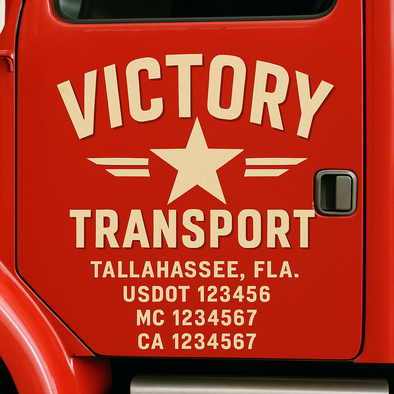 Custom Designed USDOT (DOT) Truck Door Lettering Decal Signs | Graphic Designed USDOT Lettering For Semi-Trucks, Work Trucks & Box Trucks | Add Your Trucking Name, USDOT, MC, CA, KYU, GVW & VIN (2-Pack)