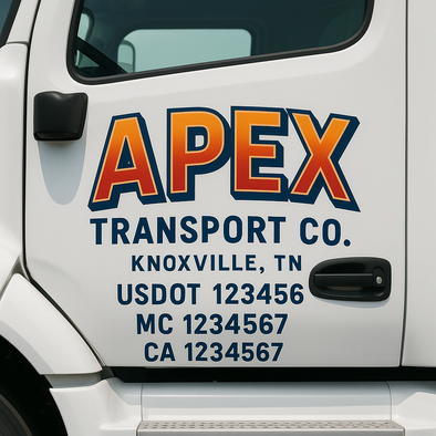 Custom Designed USDOT (DOT) Truck Door Lettering Decal Signs | Graphic Designed USDOT Lettering For Semi-Trucks, Work Trucks & Box Trucks | Add Your Trucking Name, USDOT, MC, CA, KYU, GVW & VIN (2-Pack)