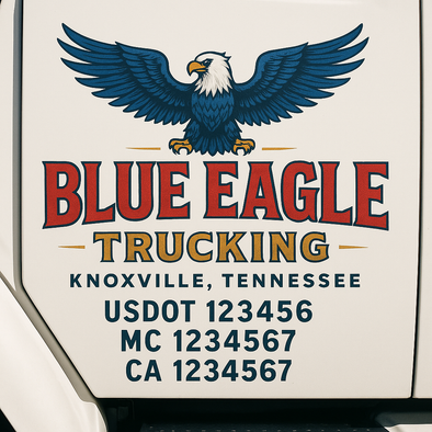 Custom Designed USDOT (DOT) Truck Door Lettering Decal Signs | Graphic Designed USDOT Lettering For Semi-Trucks, Work Trucks & Box Trucks | Add Your Trucking Name, USDOT, MC, CA, KYU, GVW & VIN (2-Pack)