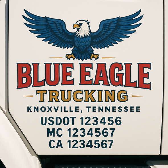 Custom Designed USDOT (DOT) Truck Door Lettering Decal Signs | Graphic Designed USDOT Lettering For Semi-Trucks, Work Trucks & Box Trucks | Add Your Trucking Name, USDOT, MC, CA, KYU, GVW & VIN (2-Pack)