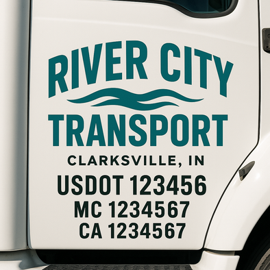 Custom Designed USDOT (DOT) Truck Door Lettering Decal Signs | Graphic Designed USDOT Lettering For Semi-Trucks, Work Trucks & Box Trucks | Add Your Trucking Name, USDOT, MC, CA, KYU, GVW & VIN (2-Pack)
