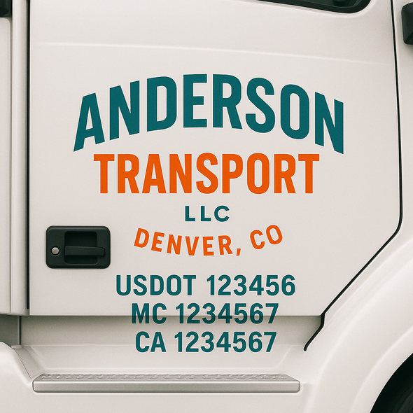 Custom Designed USDOT (DOT) Truck Door Lettering Decal Signs | Graphic Designed USDOT Lettering For Semi-Trucks, Work Trucks & Box Trucks | Add Your Trucking Name, USDOT, MC, CA, KYU, GVW & VIN (2-Pack)