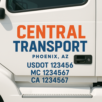 Custom Designed USDOT (DOT) Truck Door Lettering Decal Signs | Graphic Designed USDOT Lettering For Semi-Trucks, Work Trucks & Box Trucks | Add Your Trucking Name, USDOT, MC, CA, KYU, GVW & VIN (2-Pack)