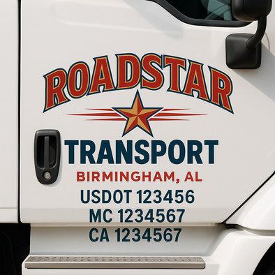 Custom Designed USDOT (DOT) Truck Door Lettering Decal Signs | Graphic Designed USDOT Lettering For Semi-Trucks, Work Trucks & Box Trucks | Add Your Trucking Name, USDOT, MC, CA, KYU, GVW & VIN (2-Pack)