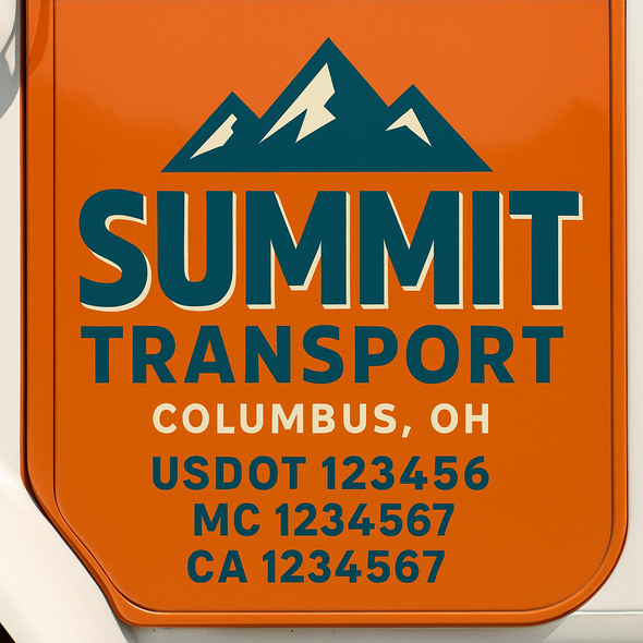 Custom Designed USDOT (DOT) Truck Door Lettering Decal Signs | Graphic Designed USDOT Lettering For Semi-Trucks, Work Trucks & Box Trucks | Add Your Trucking Name, USDOT, MC, CA, KYU, GVW & VIN (2-Pack)