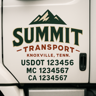 Custom Designed USDOT (DOT) Truck Door Lettering Decal Signs | Graphic Designed USDOT Lettering For Semi-Trucks, Work Trucks & Box Trucks | Add Your Trucking Name, USDOT, MC, CA, KYU, GVW & VIN (2-Pack)