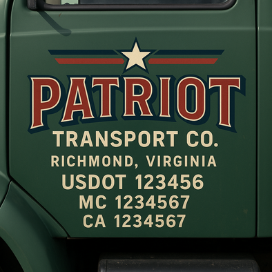 Custom Designed USDOT (DOT) Truck Door Lettering Decal Signs | Graphic Designed USDOT Lettering For Semi-Trucks, Work Trucks & Box Trucks | Add Your Trucking Name, USDOT, MC, CA, KYU, GVW & VIN (2-Pack)