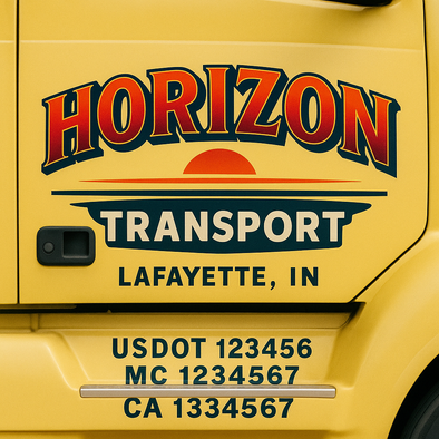 Custom Designed USDOT (DOT) Truck Door Lettering Decal Signs | Graphic Designed USDOT Lettering For Semi-Trucks, Work Trucks & Box Trucks | Add Your Trucking Name, USDOT, MC, CA, KYU, GVW & VIN (2-Pack)