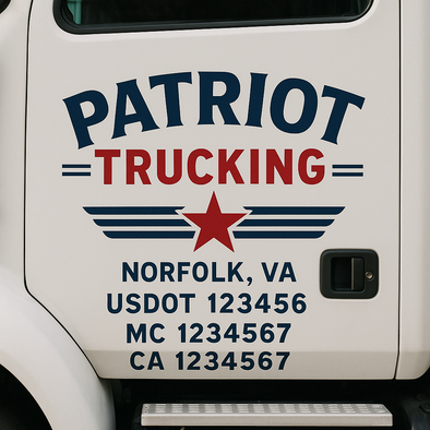 Custom Designed USDOT (DOT) Truck Door Lettering Decal Signs | Graphic Designed USDOT Lettering For Semi-Trucks, Work Trucks & Box Trucks | Add Your Trucking Name, USDOT, MC, CA, KYU, GVW & VIN (2-Pack)
