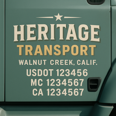Custom Designed USDOT (DOT) Truck Door Lettering Decal Signs | Graphic Designed USDOT Lettering For Semi-Trucks, Work Trucks & Box Trucks | Add Your Trucking Name, USDOT, MC, CA, KYU, GVW & VIN (2-Pack)