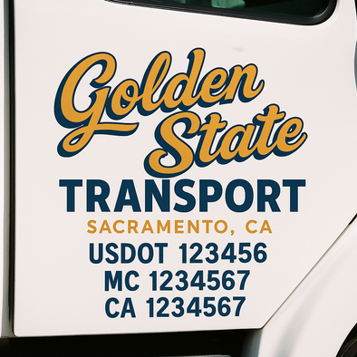 Custom Designed USDOT (DOT) Truck Door Lettering Decal Signs | Graphic Designed USDOT Lettering For Semi-Trucks, Work Trucks & Box Trucks | Add Your Trucking Name, USDOT, MC, CA, KYU, GVW & VIN (2-Pack)