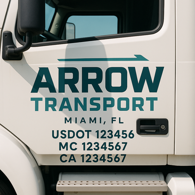 Custom Designed USDOT (DOT) Truck Door Lettering Decal Signs | Graphic Designed USDOT Lettering For Semi-Trucks, Work Trucks & Box Trucks | Add Your Trucking Name, USDOT, MC, CA, KYU, GVW & VIN (2-Pack)