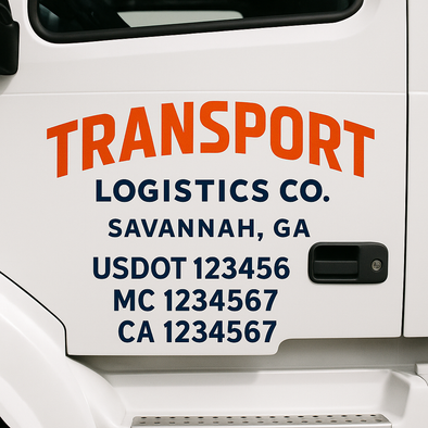 Custom Designed USDOT (DOT) Truck Door Lettering Decal Signs | Graphic Designed USDOT Lettering For Semi-Trucks, Work Trucks & Box Trucks | Add Your Trucking Name, USDOT, MC, CA, KYU, GVW & VIN (2-Pack)