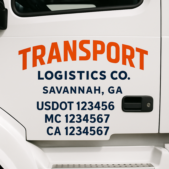 Custom Designed USDOT (DOT) Truck Door Lettering Decal Signs | Graphic Designed USDOT Lettering For Semi-Trucks, Work Trucks & Box Trucks | Add Your Trucking Name, USDOT, MC, CA, KYU, GVW & VIN (2-Pack)