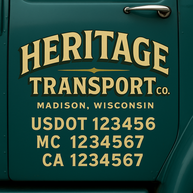 Custom Designed USDOT (DOT) Truck Door Lettering Decal Signs | Graphic Designed USDOT Lettering For Semi-Trucks, Work Trucks & Box Trucks | Add Your Trucking Name, USDOT, MC, CA, KYU, GVW & VIN (2-Pack)