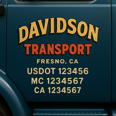 Custom Designed USDOT (DOT) Truck Door Lettering Decal Signs | Graphic Designed USDOT Lettering For Semi-Trucks, Work Trucks & Box Trucks | Add Your Trucking Name, USDOT, MC, CA, KYU, GVW & VIN (2-Pack)