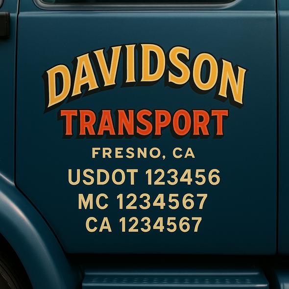 Custom Designed USDOT (DOT) Truck Door Lettering Decal Signs | Graphic Designed USDOT Lettering For Semi-Trucks, Work Trucks & Box Trucks | Add Your Trucking Name, USDOT, MC, CA, KYU, GVW & VIN (2-Pack)