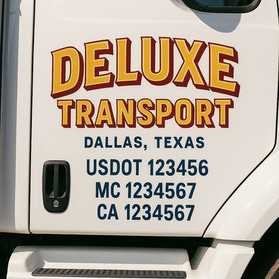 Custom Designed USDOT (DOT) Truck Door Lettering Decal Signs | Graphic Designed USDOT Lettering For Semi-Trucks, Work Trucks & Box Trucks | Add Your Trucking Name, USDOT, MC, CA, KYU, GVW & VIN (2-Pack)