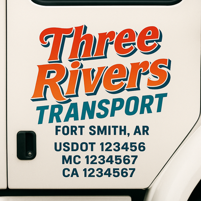 Custom Designed USDOT (DOT) Truck Door Lettering Decal Signs | Graphic Designed USDOT Lettering For Semi-Trucks, Work Trucks & Box Trucks | Add Your Trucking Name, USDOT, MC, CA, KYU, GVW & VIN (2-Pack)
