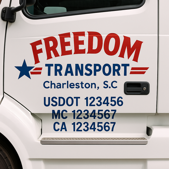 Custom Designed USDOT (DOT) Truck Door Lettering Decal Signs | Graphic Designed USDOT Lettering For Semi-Trucks, Work Trucks & Box Trucks | Add Your Trucking Name, USDOT, MC, CA, KYU, GVW & VIN (2-Pack)