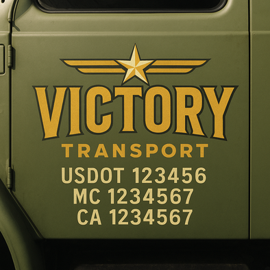 Custom Designed USDOT (DOT) Truck Door Lettering Decal Signs | Graphic Designed USDOT Lettering For Semi-Trucks, Work Trucks & Box Trucks | Add Your Trucking Name, USDOT, MC, CA, KYU, GVW & VIN (2-Pack)