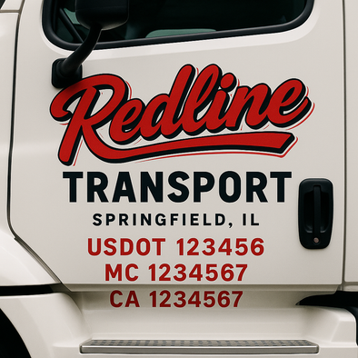 Custom Designed USDOT (DOT) Truck Door Lettering Decal Signs | Graphic Designed USDOT Lettering For Semi-Trucks, Work Trucks & Box Trucks | Add Your Trucking Name, USDOT, MC, CA, KYU, GVW & VIN (2-Pack)