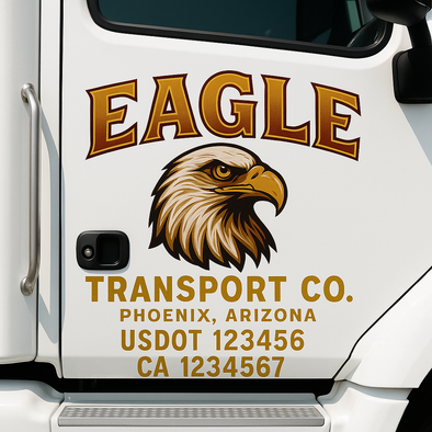 Custom Designed USDOT (DOT) Truck Door Lettering Decal Signs | Graphic Designed USDOT Lettering For Semi-Trucks, Work Trucks & Box Trucks | Add Your Trucking Name, USDOT, MC, CA, KYU, GVW & VIN (2-Pack)