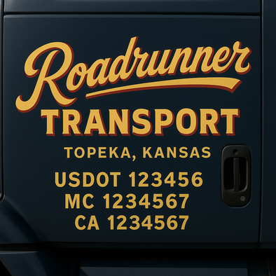 Custom Designed USDOT (DOT) Truck Door Lettering Decal Signs | Graphic Designed USDOT Lettering For Semi-Trucks, Work Trucks & Box Trucks | Add Your Trucking Name, USDOT, MC, CA, KYU, GVW & VIN (2-Pack)