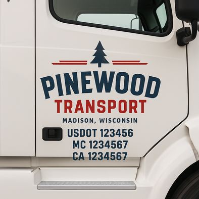 Custom Designed USDOT (DOT) Truck Door Lettering Decal Signs | Graphic Designed USDOT Lettering For Semi-Trucks, Work Trucks & Box Trucks | Add Your Trucking Name, USDOT, MC, CA, KYU, GVW & VIN (2-Pack)