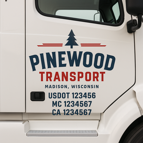 Custom Designed USDOT (DOT) Truck Door Lettering Decal Signs | Graphic Designed USDOT Lettering For Semi-Trucks, Work Trucks & Box Trucks | Add Your Trucking Name, USDOT, MC, CA, KYU, GVW & VIN (2-Pack)