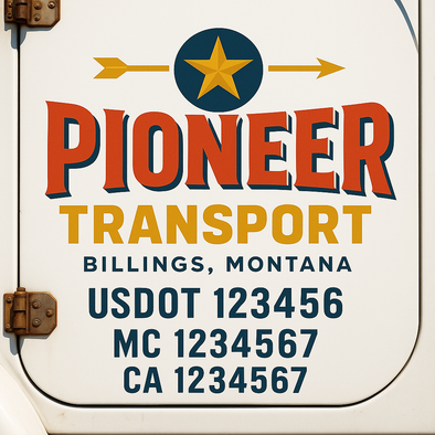 Custom Designed USDOT (DOT) Truck Door Lettering Decal Signs | Graphic Designed USDOT Lettering For Semi-Trucks, Work Trucks & Box Trucks | Add Your Trucking Name, USDOT, MC, CA, KYU, GVW & VIN (2-Pack)