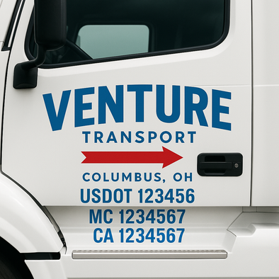 Custom Designed USDOT (DOT) Truck Door Lettering Decal Signs | Graphic Designed USDOT Lettering For Semi-Trucks, Work Trucks & Box Trucks | Add Your Trucking Name, USDOT, MC, CA, KYU, GVW & VIN (2-Pack)