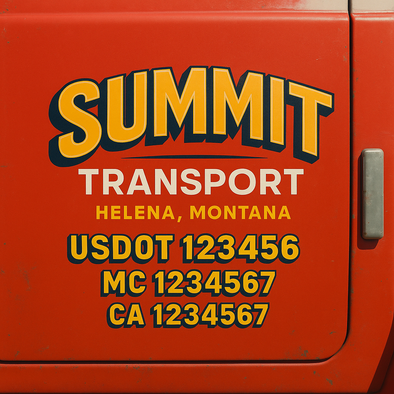Custom Designed USDOT (DOT) Truck Door Lettering Decal Signs | Graphic Designed USDOT Lettering For Semi-Trucks, Work Trucks & Box Trucks | Add Your Trucking Name, USDOT, MC, CA, KYU, GVW & VIN (2-Pack)