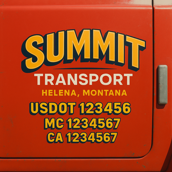 Custom Designed USDOT (DOT) Truck Door Lettering Decal Signs | Graphic Designed USDOT Lettering For Semi-Trucks, Work Trucks & Box Trucks | Add Your Trucking Name, USDOT, MC, CA, KYU, GVW & VIN (2-Pack)