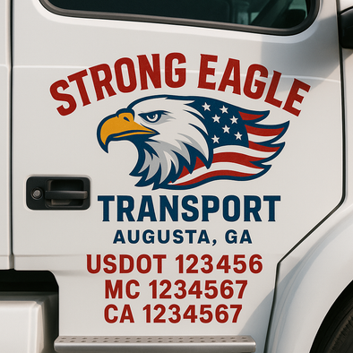 Custom Designed USDOT (DOT) Truck Door Lettering Decal Signs | Graphic Designed USDOT Lettering For Semi-Trucks, Work Trucks & Box Trucks | Add Your Trucking Name, USDOT, MC, CA, KYU, GVW & VIN (2-Pack)