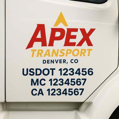 Custom Designed USDOT (DOT) Truck Door Lettering Decal Signs | Graphic Designed USDOT Lettering For Semi-Trucks, Work Trucks & Box Trucks | Add Your Trucking Name, USDOT, MC, CA, KYU, GVW & VIN (2-Pack)