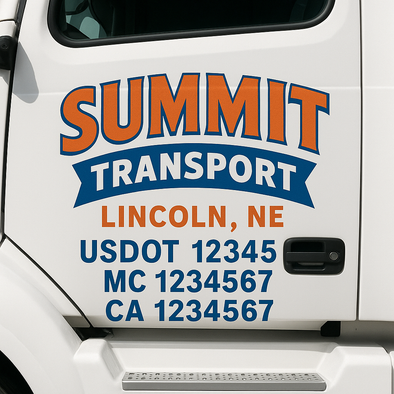 Custom Designed USDOT (DOT) Truck Door Lettering Decal Signs | Graphic Designed USDOT Lettering For Semi-Trucks, Work Trucks & Box Trucks | Add Your Trucking Name, USDOT, MC, CA, KYU, GVW & VIN (2-Pack)