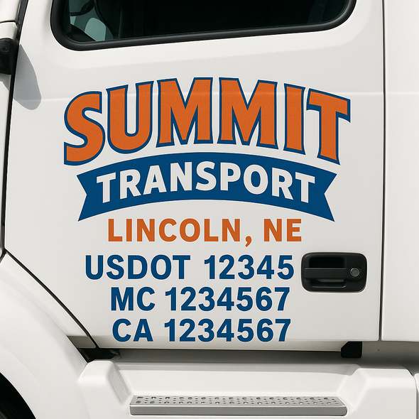 Custom Designed USDOT (DOT) Truck Door Lettering Decal Signs | Graphic Designed USDOT Lettering For Semi-Trucks, Work Trucks & Box Trucks | Add Your Trucking Name, USDOT, MC, CA, KYU, GVW & VIN (2-Pack)