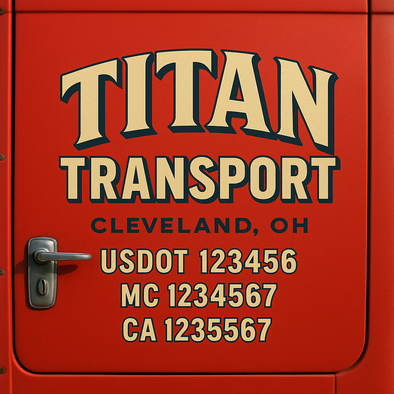 Custom Designed USDOT (DOT) Truck Door Lettering Decal Signs | Graphic Designed USDOT Lettering For Semi-Trucks, Work Trucks & Box Trucks | Add Your Trucking Name, USDOT, MC, CA, KYU, GVW & VIN (2-Pack)